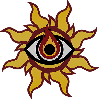 Minrhet's holy symbol is an eye of burning judgement within a sun burst.